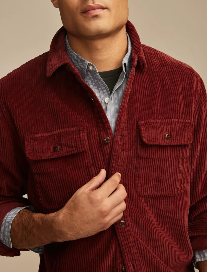 Lucky Brand ButtonDowns Men Big Cord Long Sleeve Utility Shirt Port