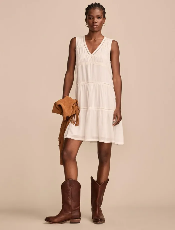 Lucky Brand Dresses Women Lace Trimmed Tank Mini Dress Whisper White