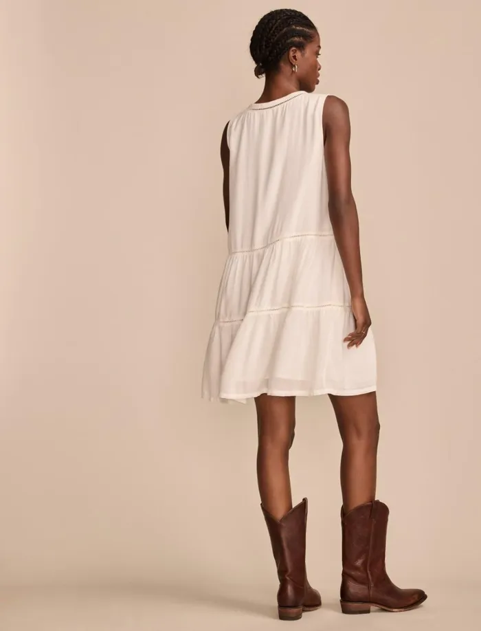 Lucky Brand Dresses Women Lace Trimmed Tank Mini Dress Whisper White