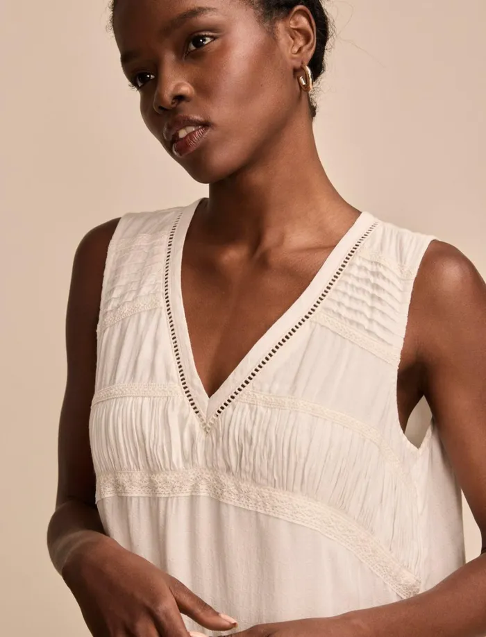 Lucky Brand Dresses Women Lace Trimmed Tank Mini Dress Whisper White
