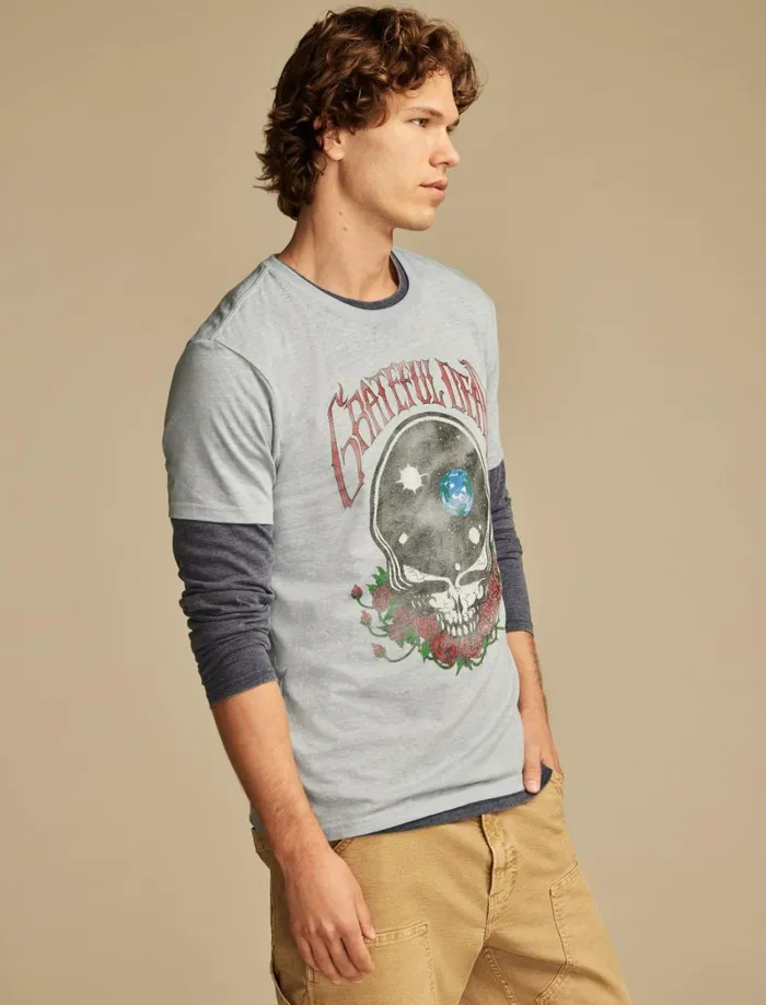 Lucky Brand Graphic Tees Men Grateful Dead Space Faded Denim