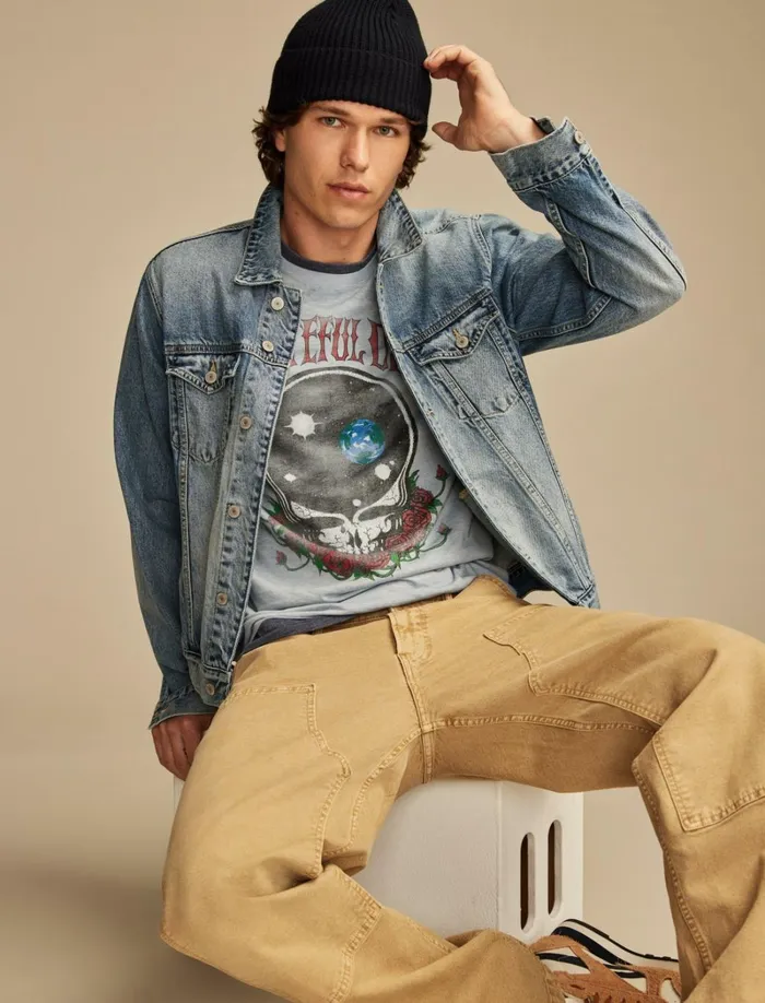 Lucky Brand Graphic Tees Men Grateful Dead Space Faded Denim
