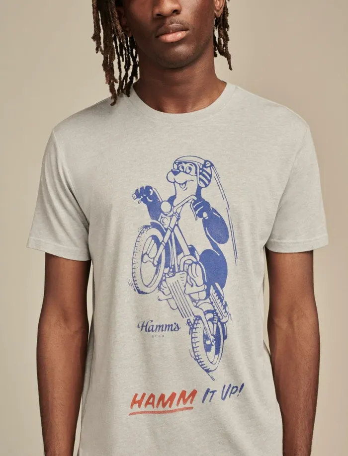Lucky Brand Graphic Tees Men Hamms Moto Light Heather Grey