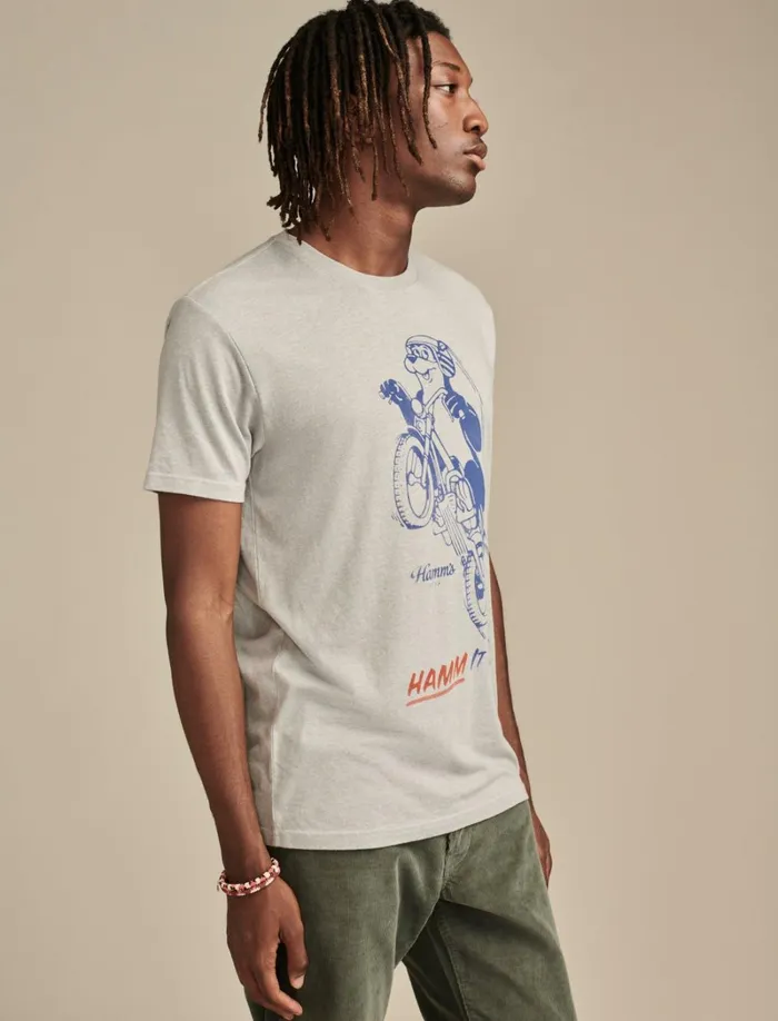 Lucky Brand Graphic Tees Men Hamms Moto Light Heather Grey