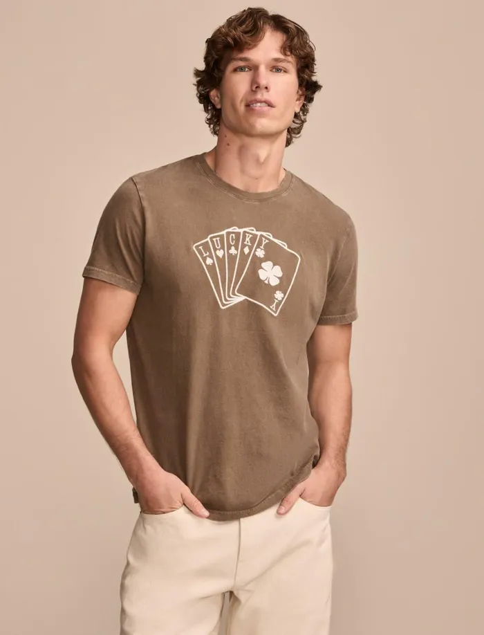 Lucky Brand Graphic Tees Men Lucky Cards Teak