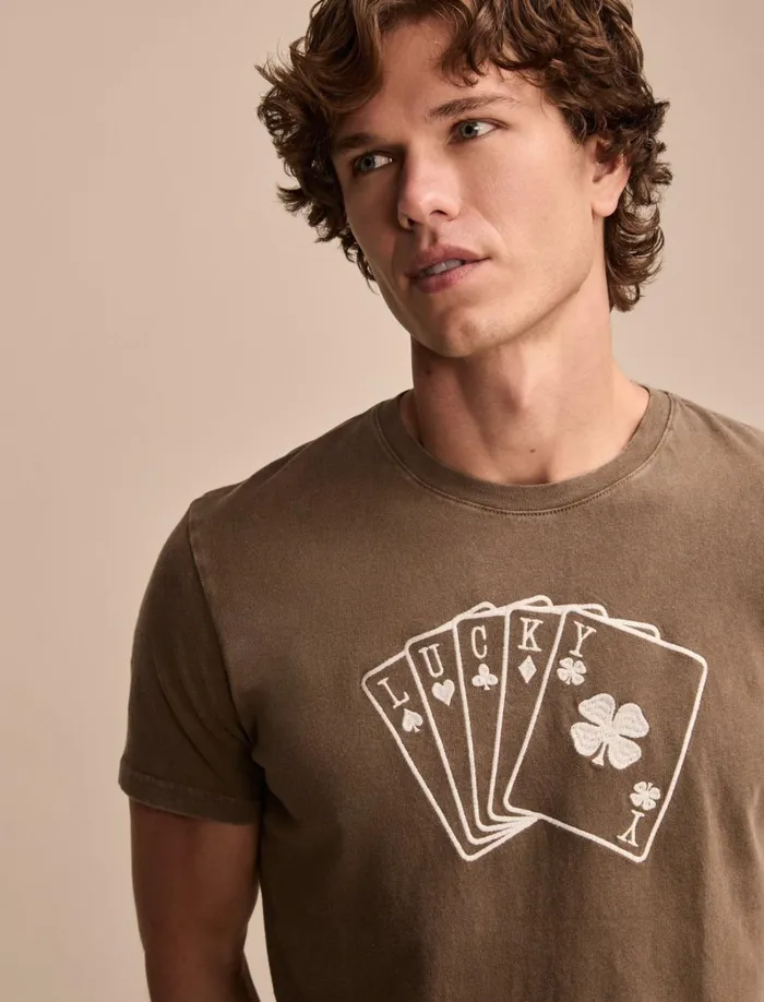 Lucky Brand Graphic Tees Men Lucky Cards Teak