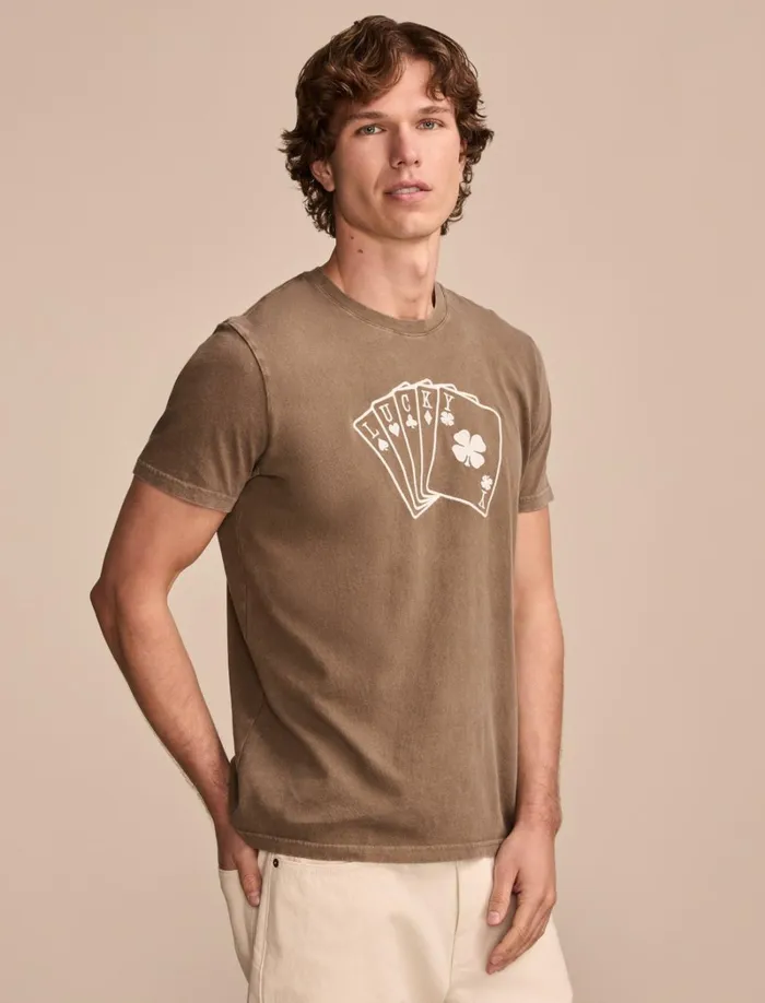 Lucky Brand Graphic Tees Men Lucky Cards Teak