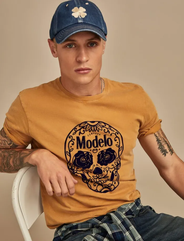 Lucky Brand Graphic Tees Men Modelo Skull Wood Thrush