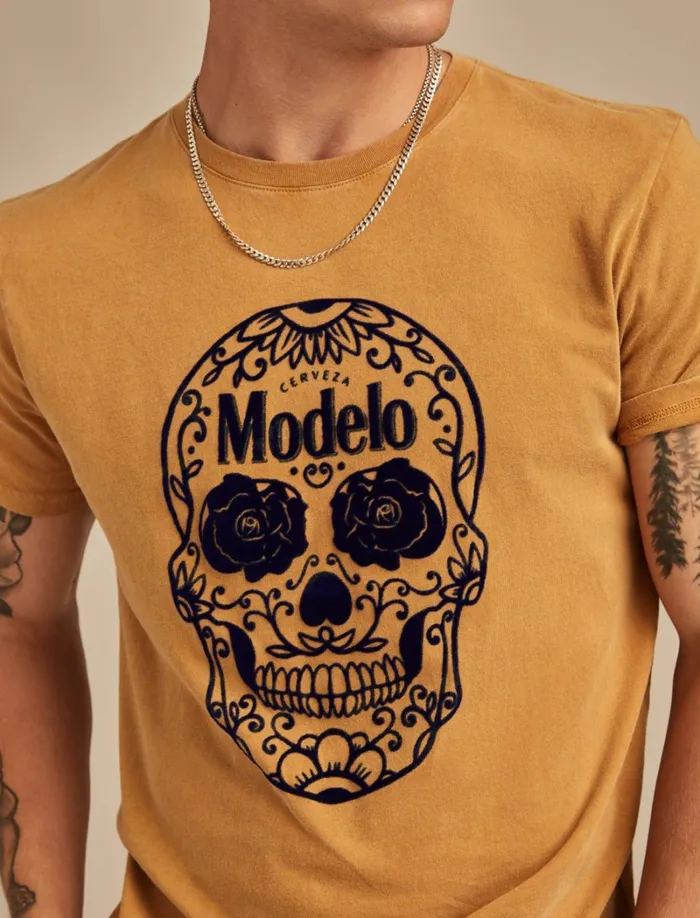 Lucky Brand Graphic Tees Men Modelo Skull Wood Thrush