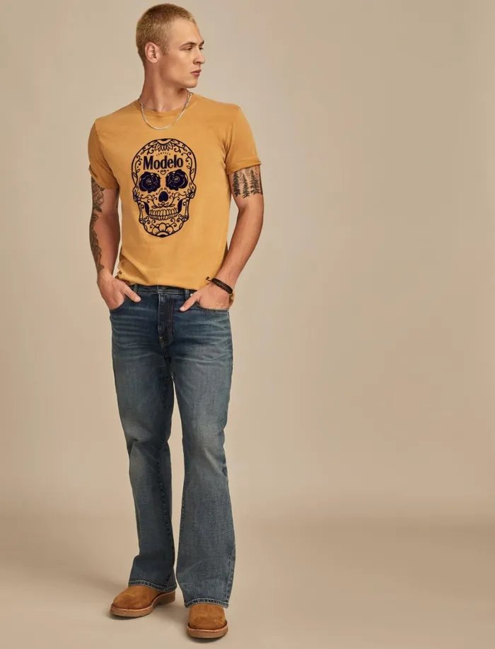 Lucky Brand Graphic Tees Men Modelo Skull Wood Thrush