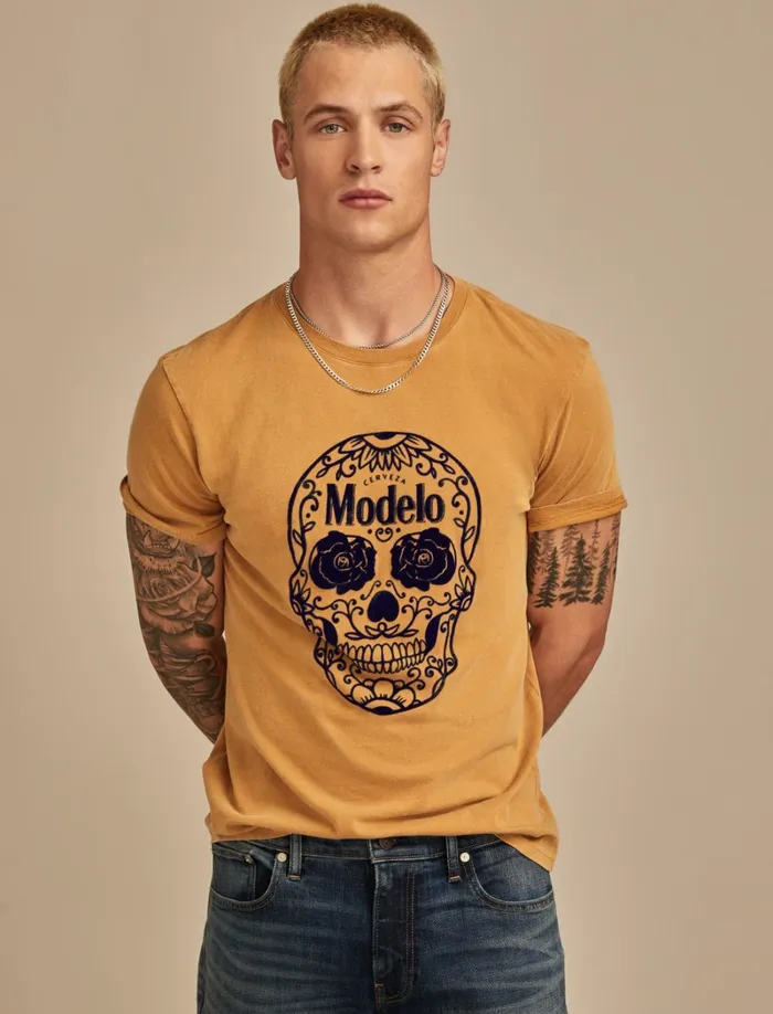 Lucky Brand Graphic Tees Men Modelo Skull Wood Thrush