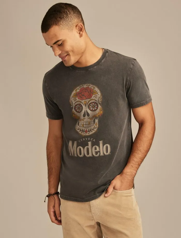 Lucky Brand Graphic Tees Men Modelo Sugar Skull Jet Black