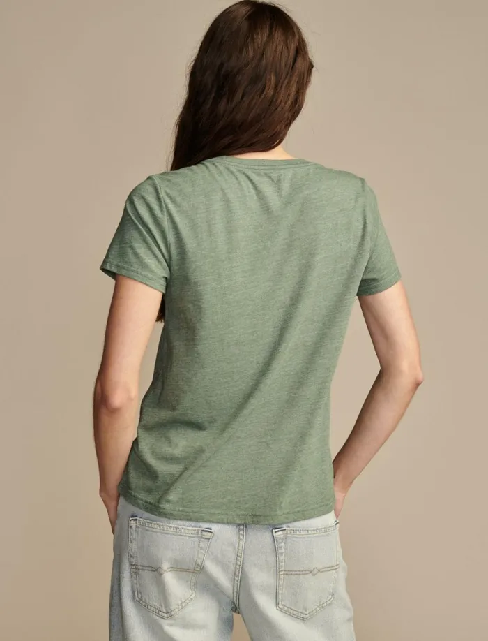 Lucky Brand Graphic Tees Women Be Mindful Be Grateful Classic Crew Vintage Jade