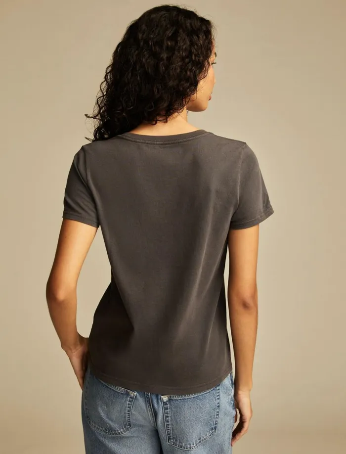 Lucky Brand Graphic Tees Women Cheers Classic Crew Jet Black
