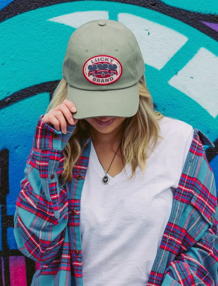 Lucky Brand Hats Women Oval Clover Patch Dad Hat Bright Green