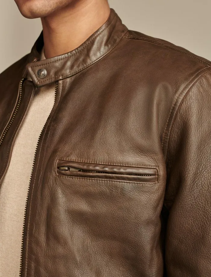 Lucky Brand Jackets and Outerwear Men Washed Leather Bonneville Jacket Dark Brown
