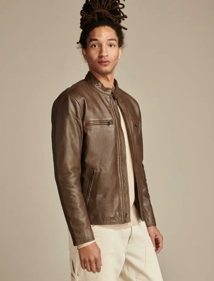 Lucky Brand Jackets and Outerwear Men Washed Leather Bonneville Jacket Dark Brown