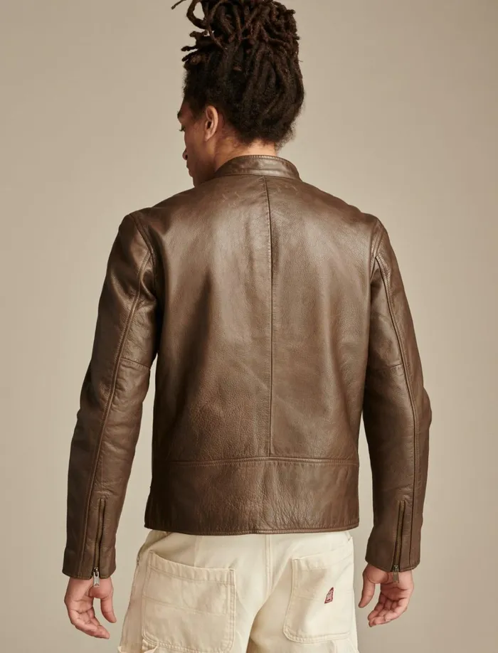 Lucky Brand Jackets and Outerwear Men Washed Leather Bonneville Jacket Dark Brown