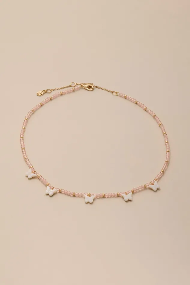 Lucky Brand Jewelry Women Beaded Butterfly Necklace Gold