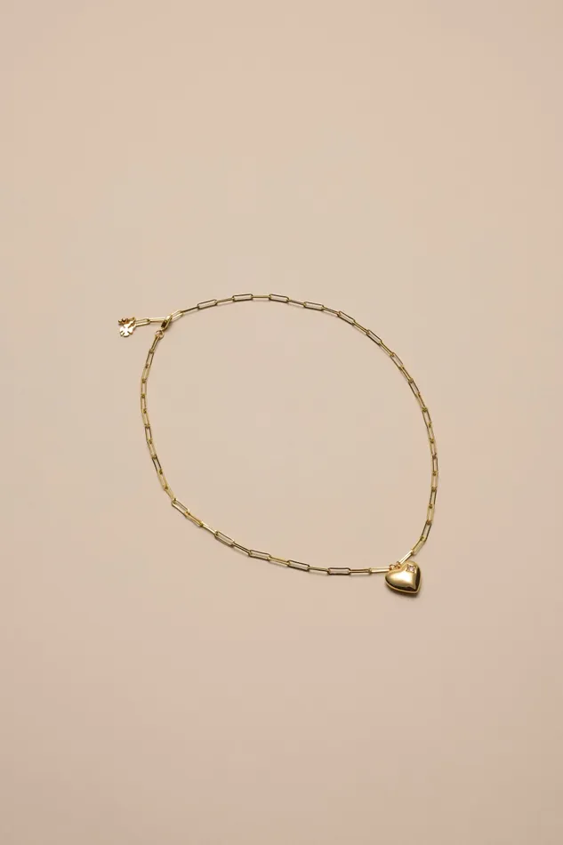 Lucky Brand Jewelry Women Chain Link Necklace W Heart Pendant Gold