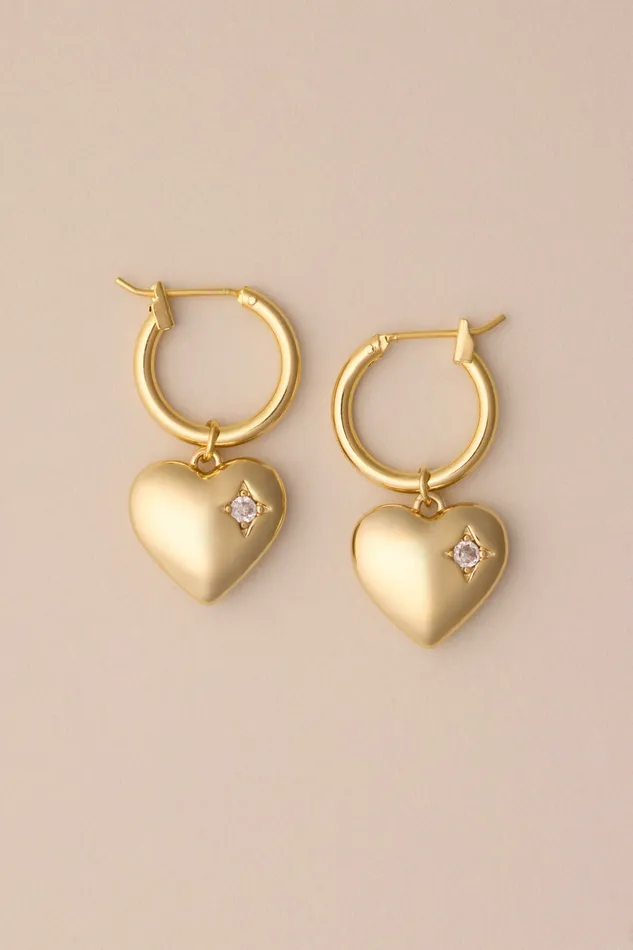 Lucky Brand Jewelry Women Gold Heart Hoop Earrings Gold