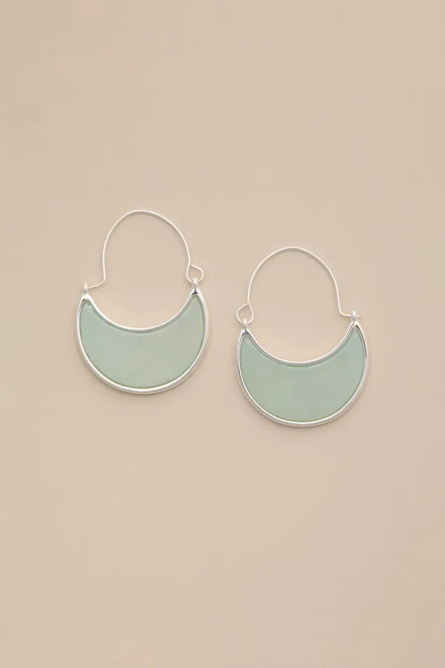 Lucky Brand Jewelry Women Inlayed Stone Hoop Silver