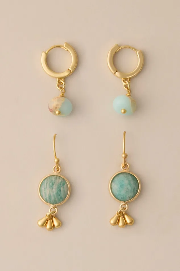Lucky Brand Jewelry Women Jade Beaded Earring Set Gold