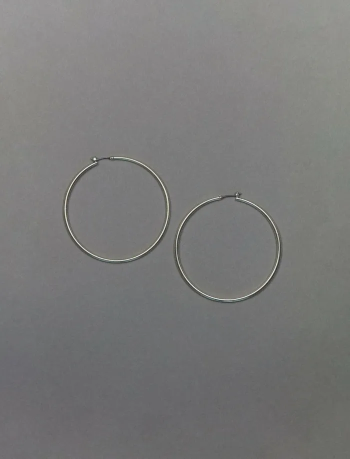 Lucky Brand Jewelry Women Large Skinny Hoop Earrings Silver