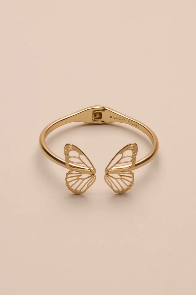Lucky Brand Jewelry Women Open Butterfly Cuff Bracelet Gold