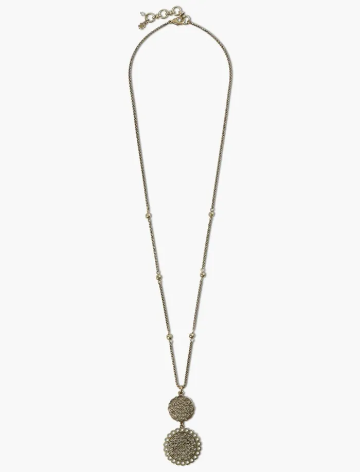 Lucky Brand Jewelry Women Openwork Double Pendant Necklace Gold