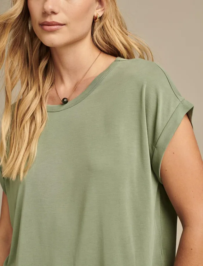Lucky Brand Knit Tops Women Short Sleeve Sandwash Dolman Tee Loden Green
