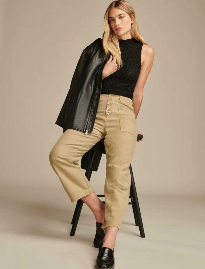 Lucky Brand Pants Women Button Front Utility Pant Twill