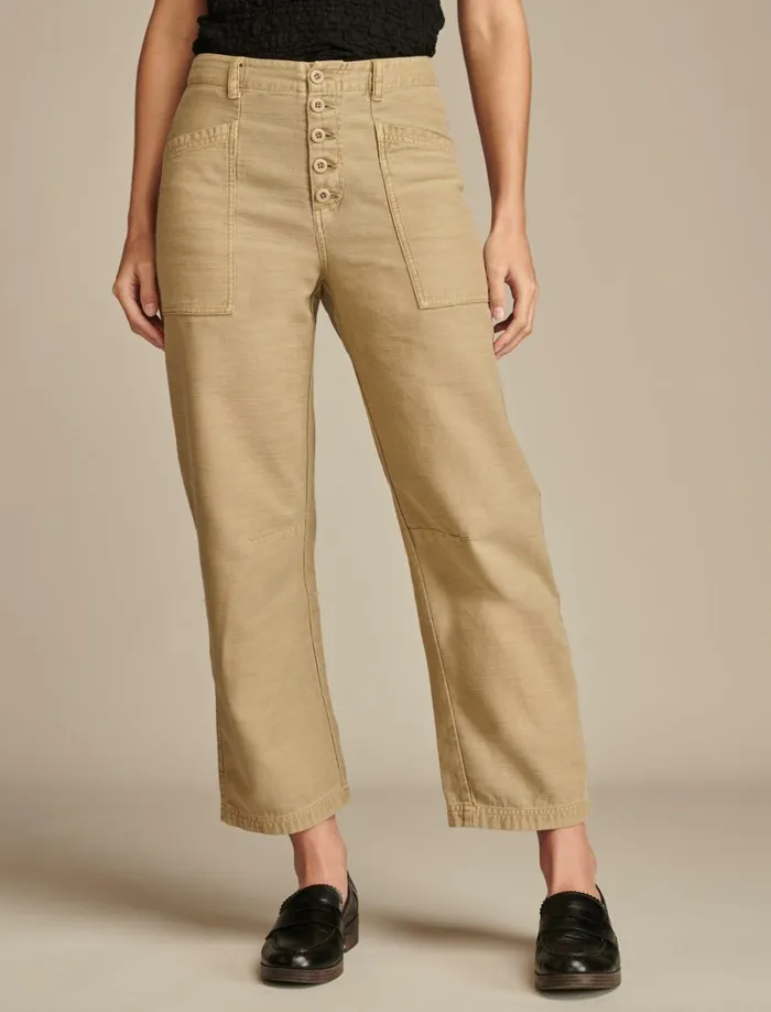 Lucky Brand Pants Women Button Front Utility Pant Twill