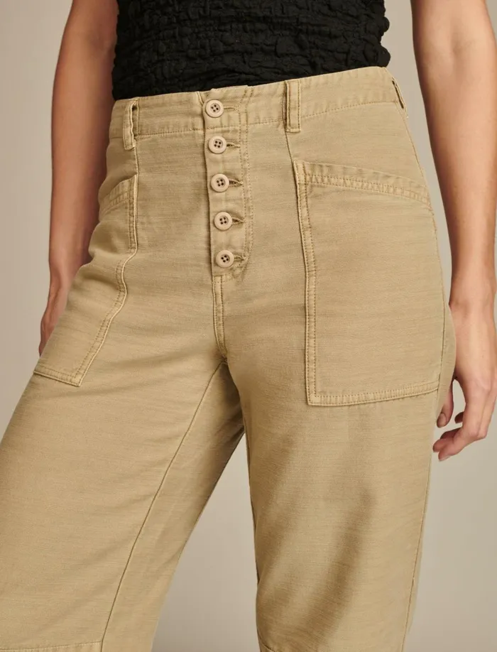 Lucky Brand Pants Women Button Front Utility Pant Twill