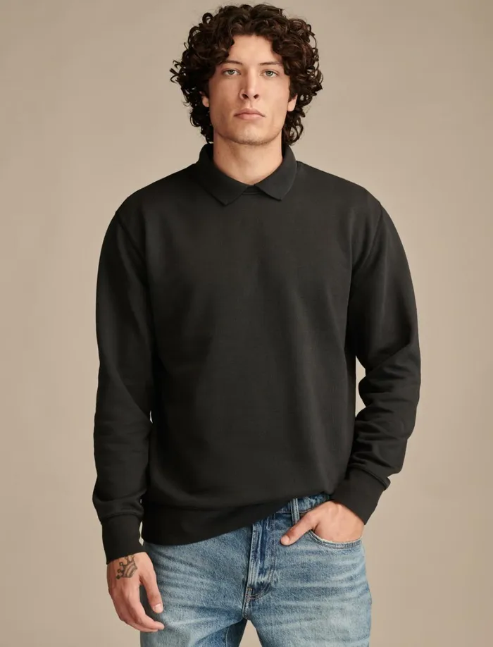 Lucky Brand Shirts and Tops Men Collared Crew Jet Black