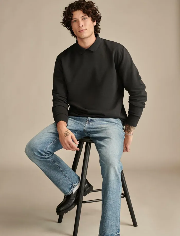 Lucky Brand Shirts and Tops Men Collared Crew Jet Black