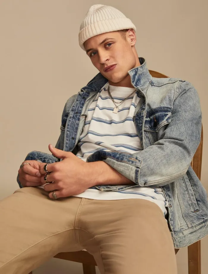 Lucky Brand Shirts and Tops Men Indigo Stripe Tee Multi