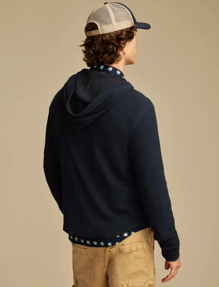 Lucky Brand Shirts and Tops Men Jacquard Terry Hoodley Black Iris
