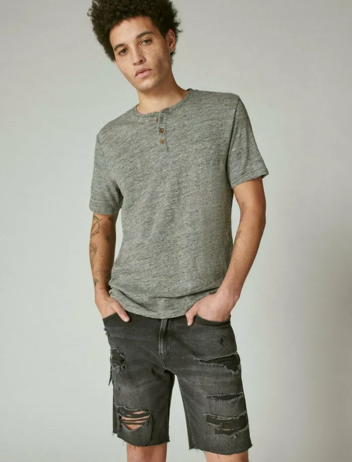 Lucky Brand Shirts and Tops Men Linen Henley Heather Grey