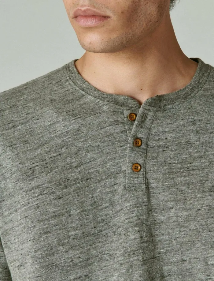 Lucky Brand Shirts and Tops Men Linen Henley Heather Grey