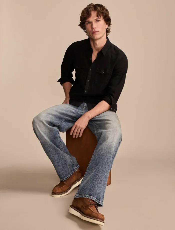 Lucky Brand Shirts and Tops Men Linen Masa Western Long Sleeve Shirt Phantom