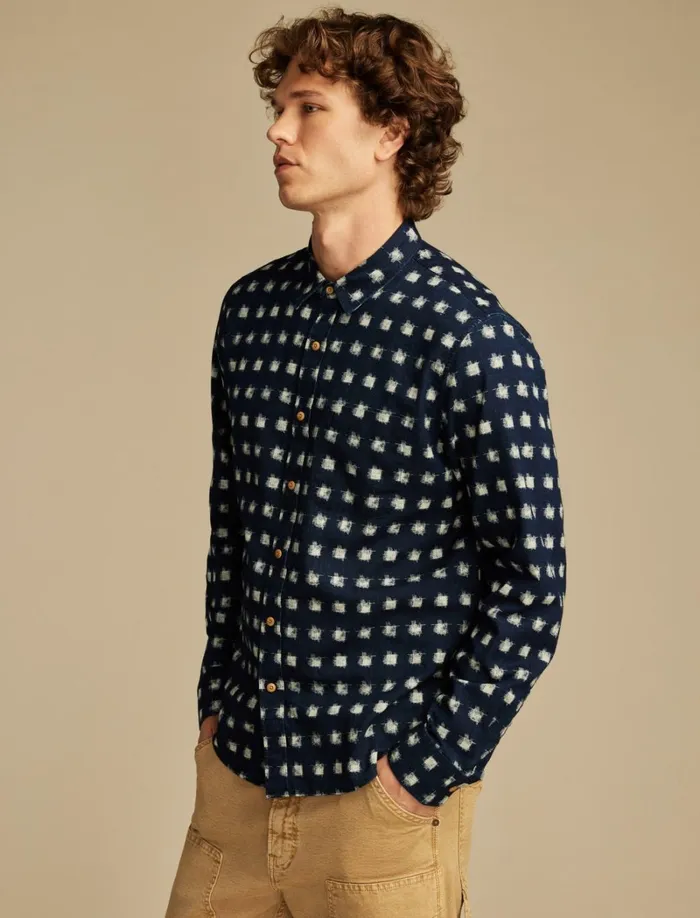 Lucky Brand Shirts and Tops Men Printed 1 Pocket Long Sleeve Shirt Indigo Multi