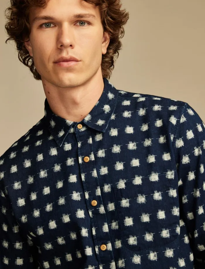 Lucky Brand Shirts and Tops Men Printed 1 Pocket Long Sleeve Shirt Indigo Multi