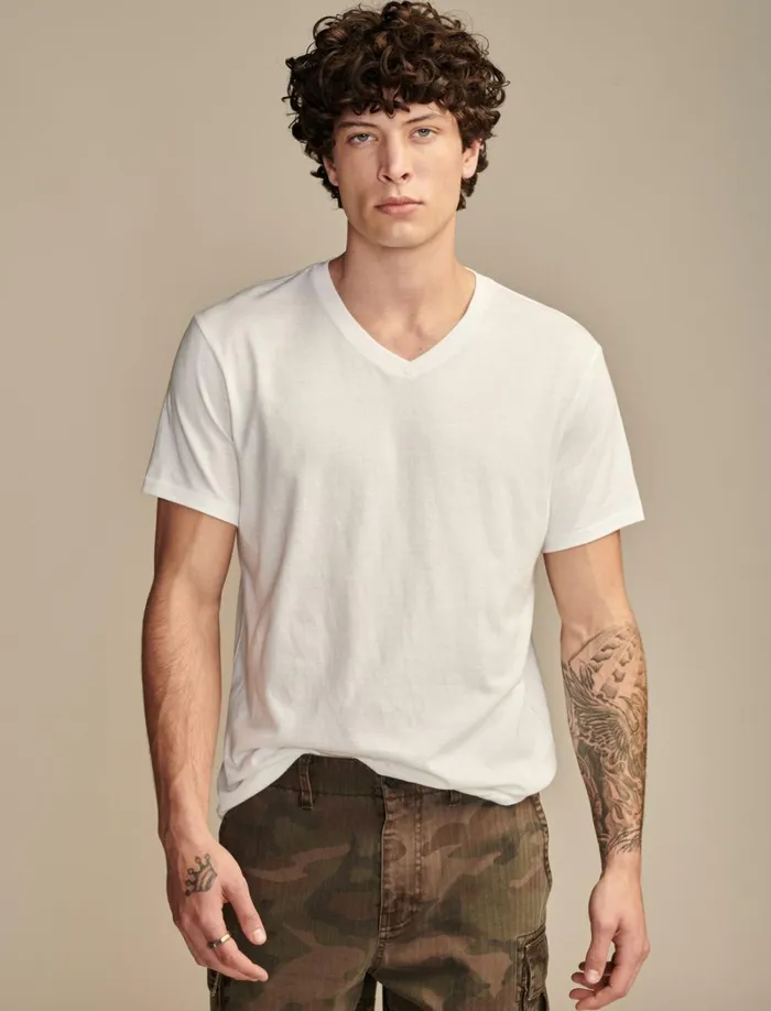 Lucky Brand Shirts and Tops Men Supima Short Sleeve V Neck Bright White