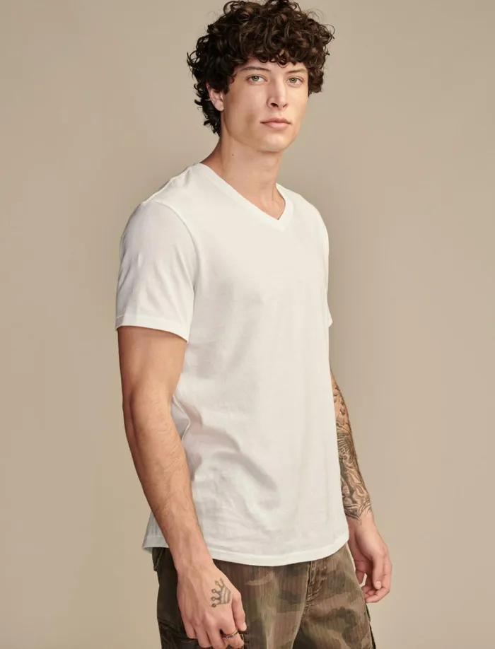 Lucky Brand Shirts and Tops Men Supima Short Sleeve V Neck Bright White