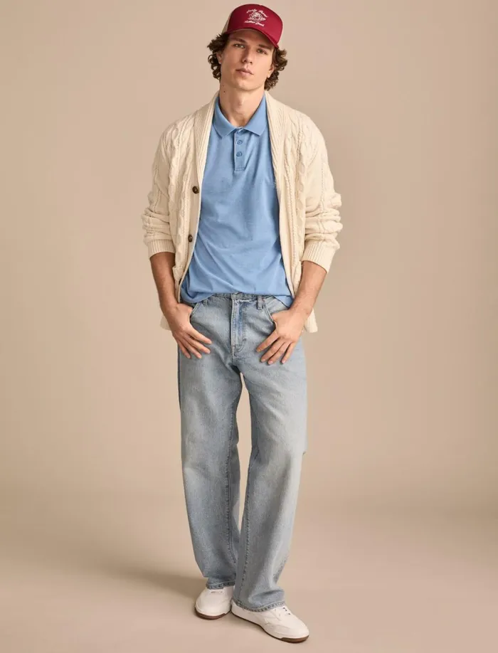 Lucky Brand Shirts and Tops Men Venice Burnout Polo Blue Jasper