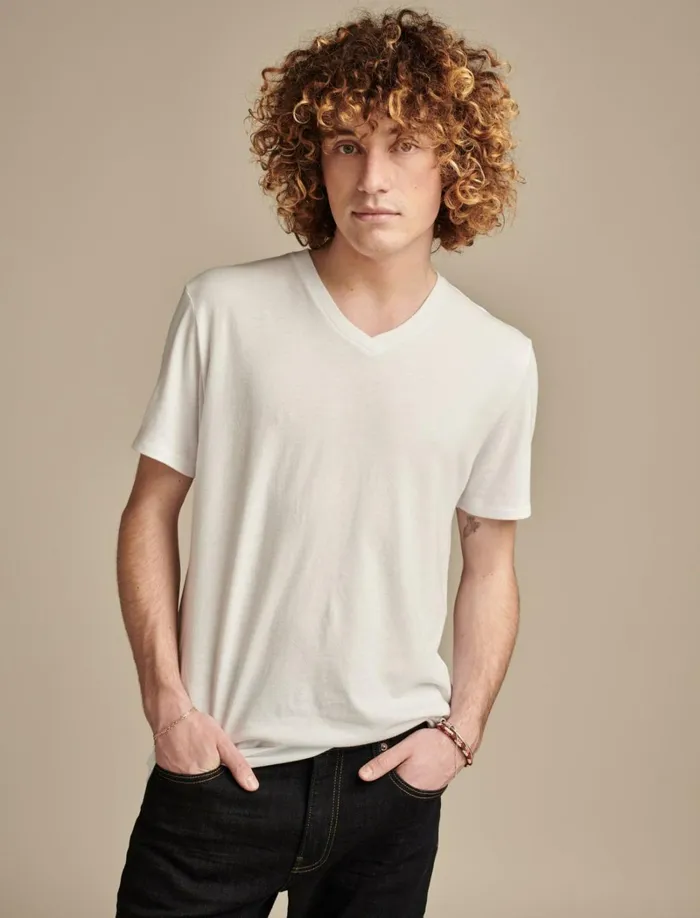Lucky Brand Shirts and Tops Men Venice Burnout V Neck Tee Bright White