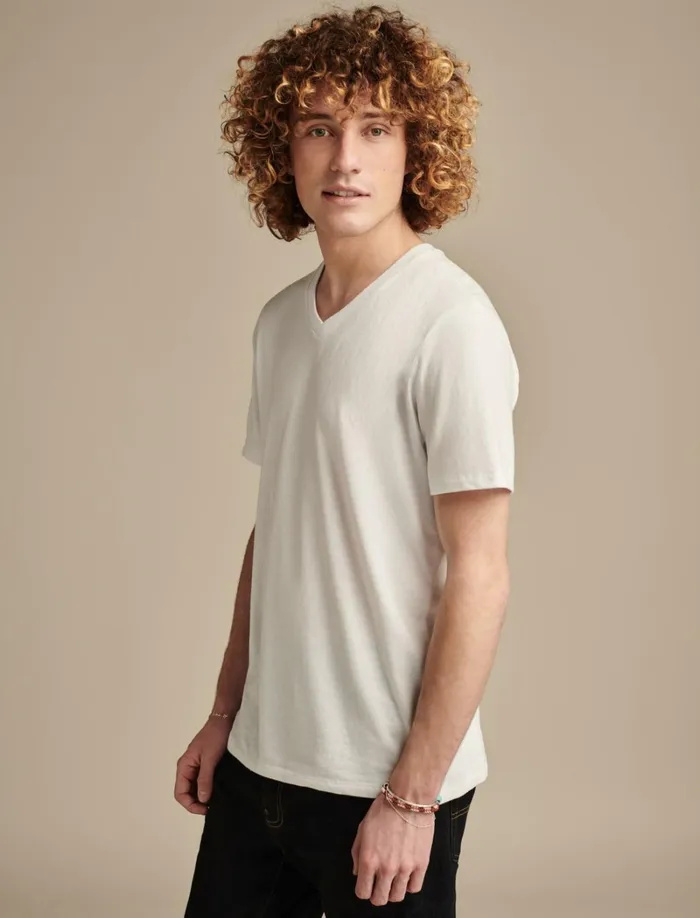 Lucky Brand Shirts and Tops Men Venice Burnout V Neck Tee Bright White