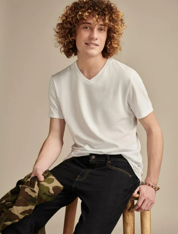 Lucky Brand Shirts and Tops Men Venice Burnout V Neck Tee Bright White