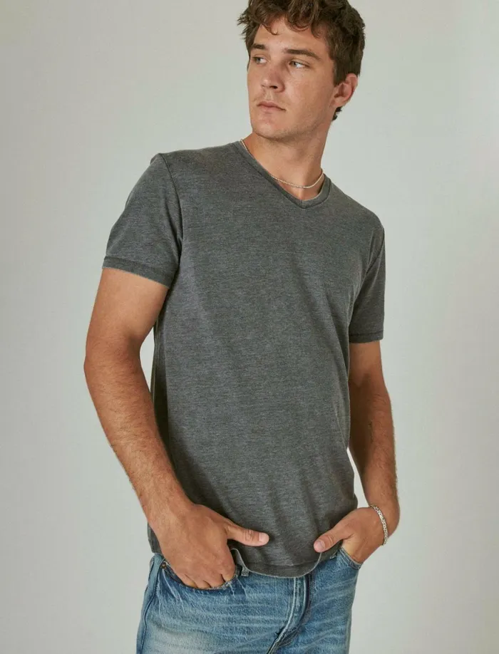 Lucky Brand Shirts and Tops Men Venice Burnout VeeNeck Tee Jet Black